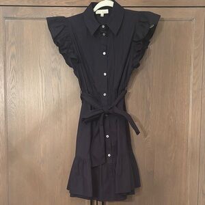 Navy blue ruffled mini dress